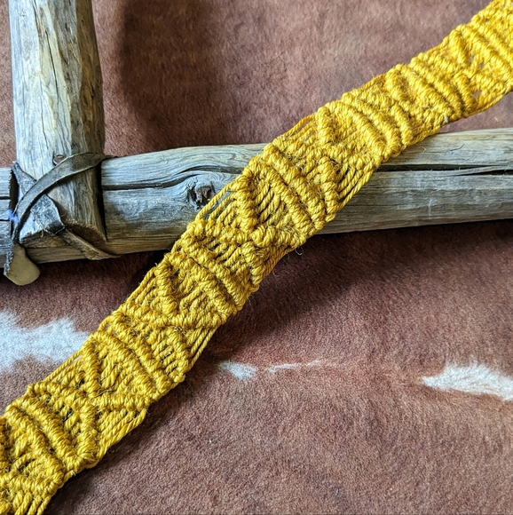 Vintage Boho Western Macrame With Indian Head Buckle Belt - Picture 9 of 10